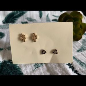 PacSun Gold Cactus and Triangle Pair